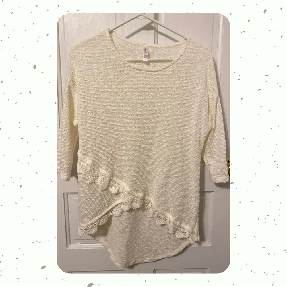 Ivory Lightweight Sweater - Asymmetrical Front